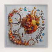 秋の自転車感謝祭開花ウォールアート ジグソーパズル (横)