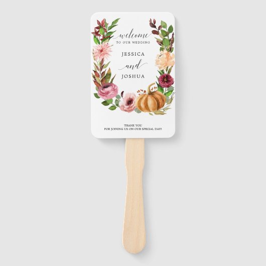 秋の至福秋の結婚式プログラムファン ハンドファン (正面)