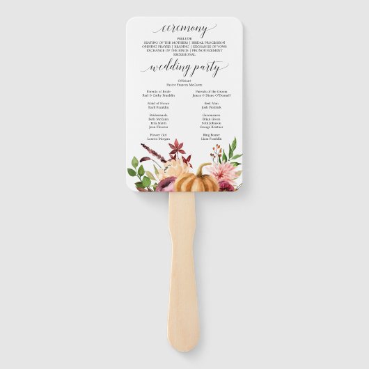 秋の至福秋の結婚式プログラムファン ハンドファン (裏面)