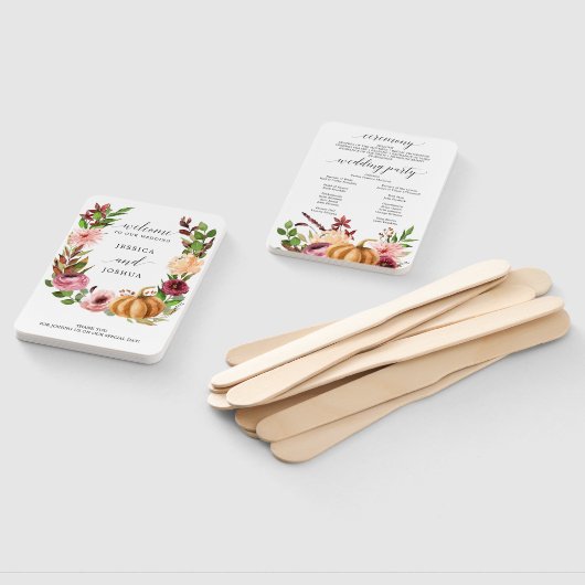 秋の至福秋の結婚式プログラムファン ハンドファン (組立なし)