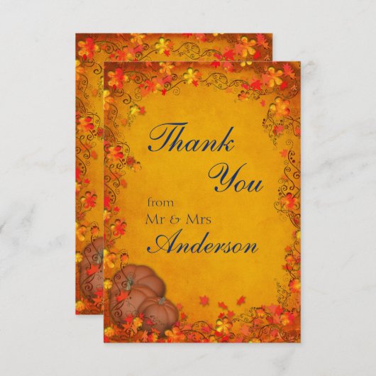 秋の至福結婚の御礼 サンキューカード (正面/裏面)