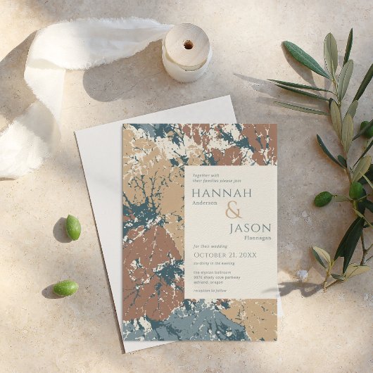 秋の色のオーガニック葉抽象芸術招待状 招待状