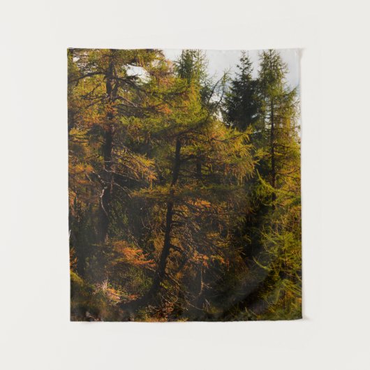 秋の色のヨーロッパの金色のカラマツ タペストリー (正面)