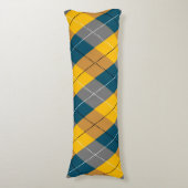 秋の色の幾何学的な格子黄色の茶色のパターン ボディピロー (正面縦)