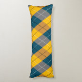 秋の色の幾何学的な格子黄色の茶色のパターン ボディピロー (裏面 (縦))