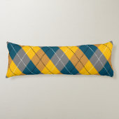 秋の色の幾何学的な格子黄色の茶色のパターン ボディピロー (正面)