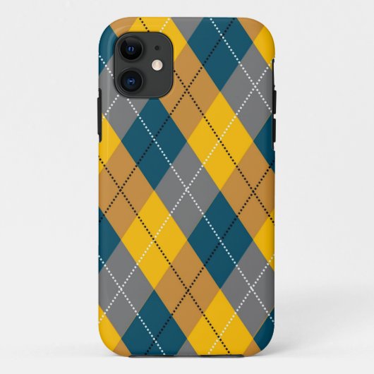 秋の色の幾何学的な格子黄色の茶色のパターン Case-Mate iPhoneケース (裏面)