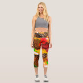 秋の色の抽象芸術の注絵画流 カプリレギンス (正面)