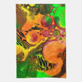 秋の色の抽象芸術の注絵画流 キッチンタオル (縦)