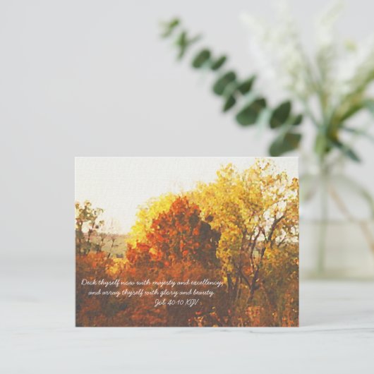 秋の色の木デジタル油と聖句 ポストカード (スタンド正面)