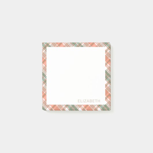 秋の色の格子縞 ポストイット (正面)