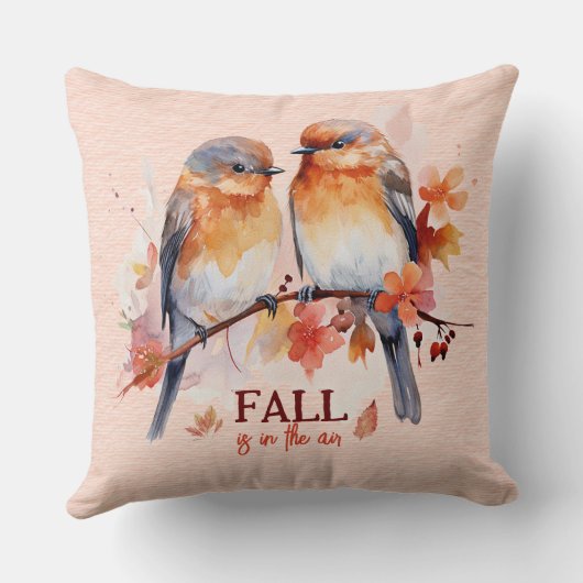 秋の色の秋が枝鳥の中にある クッション (裏面)