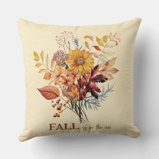 秋の色の秋で空気ワイルドフラワーブーケ クッション (裏面)