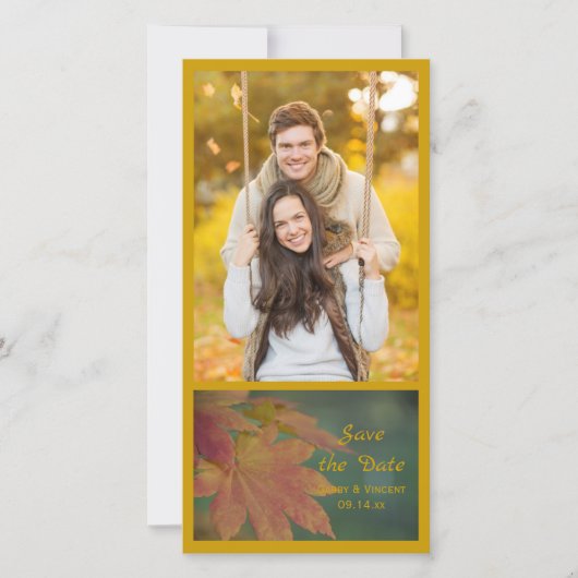 秋の色の結婚式の日付を保存 セーブザデート (正面)