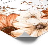 秋の色の花模様が結婚へようこそ ポスター (角)