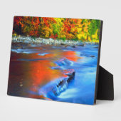 秋の色を反映したスウィフト川 フォトプラーク (側面)