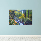 秋の色アロンスタベリークリーク滝2 キャンバスプリント (インサイチュ (ウッドフロア))