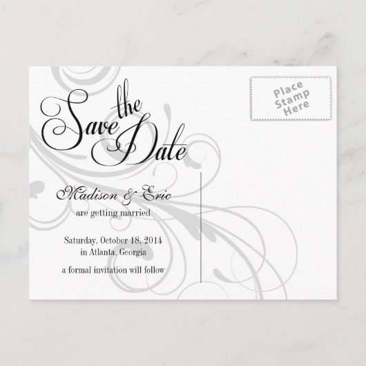 秋の色シンプルの保存日付 案内ポストカード (裏面)