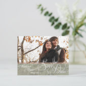 秋の色シンプルの保存日付 案内ポストカード (スタンド正面)