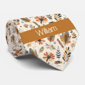 秋の色ボホインスパイアボタニカル ネクタイ (ロール)