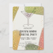 秋の色モダン引っ越し祝いパーティーカクテルパーティー 招待状 (正面)