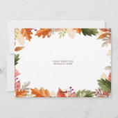 秋の色モノグラム感謝祭のホリデーフォト シーズンカード (裏面)