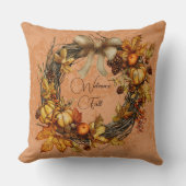 秋の色リース歓迎秋 クッション (正面)