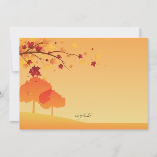 秋の色彩にあふれた感動的な発表 招待状 (裏面)