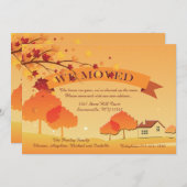 秋の色彩にあふれた感動的な発表 招待状 (正面/裏面)