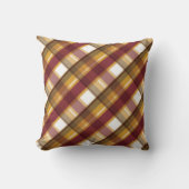 秋の色彩のチェック柄パターン クッション (正面)