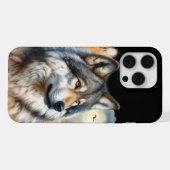 秋の色彩の狼: 自然の美しさが解き放たれる iPhoneケース (裏面横)