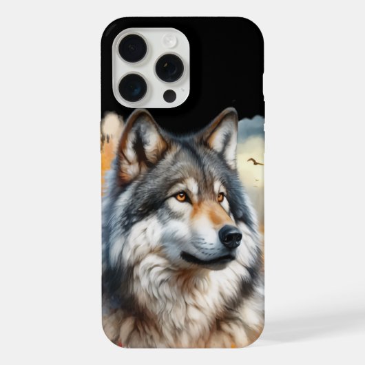 秋の色彩の狼: 自然の美しさが解き放たれる iPhoneケース (裏面)