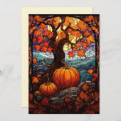 秋の色彩をカスタマイズした感謝祭のフラットホリデーカード シーズンカード (正面/裏面)
