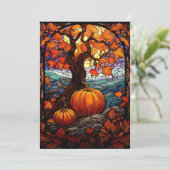 秋の色彩をカスタマイズした感謝祭のフラットホリデーカード シーズンカード (スタンド正面)