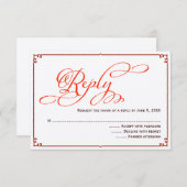 秋の色彩書道ウェディング返信カード 招待状 (正面/裏面)