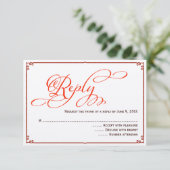 秋の色彩書道ウェディング返信カード 招待状 (スタンド正面)