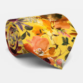秋の色彩 イエロー ピーチ ローズ 花柄 ネックタイ ネクタイ (ロール)