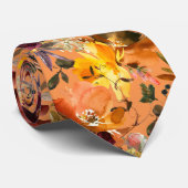 秋の色彩 イエロー ピーチ ローズ 花柄 ネックタイ ネクタイ (ロール)