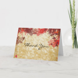 秋の色彩：エクリュ地にバーガンディと赤い枝 サンキューカード