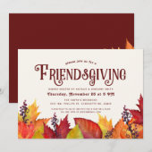 秋の色彩 | フレンドギビング ディナー パーティー 招待状 (正面/裏面)