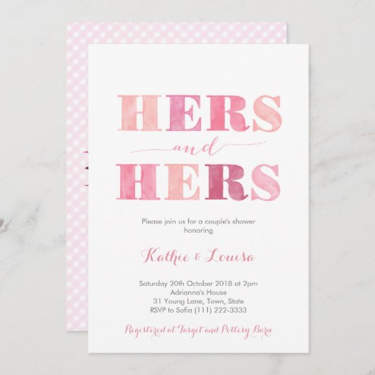 秋の色彩 レズビアン ゲイ 女性カップル シャワー 招待状 (正面/裏面)