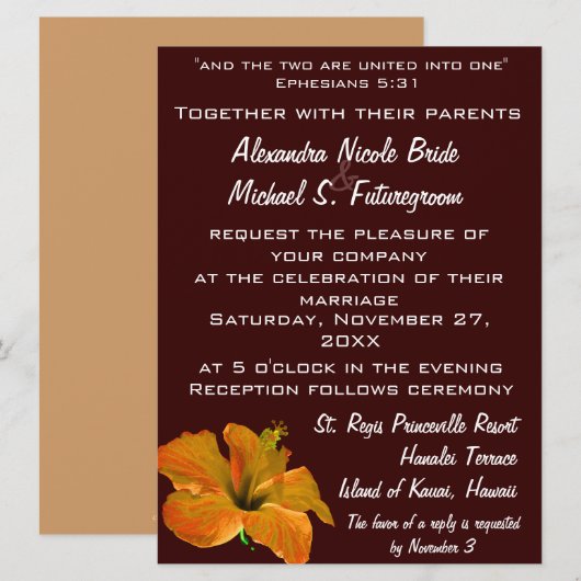 秋の色結婚:2が1に 招待状 (正面/裏面)