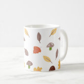秋の色葉とキノコ コーヒーマグカップ (正面右)