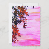 秋の色葉付きのピンクの渦巻き日付を保存 セーブザデート (裏面)