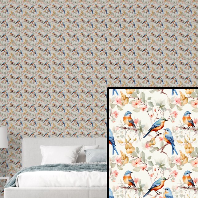 秋の色調の赤オレンジ色の鳥 壁紙 (クリエイターアップロード済み)