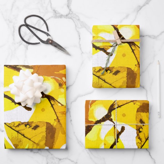 秋の色、葉 ラッピングペーパーシート (正面)