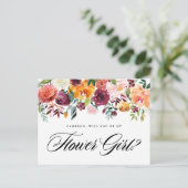 秋の花々が咲き誇る　あなたは私のフラワーガールになってくれる？ インビテーションポストカード (スタンド正面)