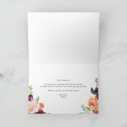 秋の花々が咲き誇る あなたは私のフラワーガールになってくれる? カード (内部)