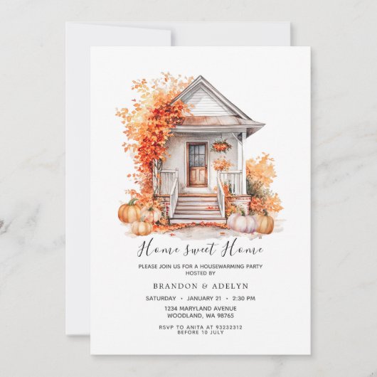 秋の花かぼちゃホームスイートホーム 招待状 (正面)