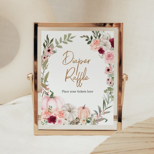 秋の花かぼちゃ赤ちゃんシャワーおむつラッフル ポスター